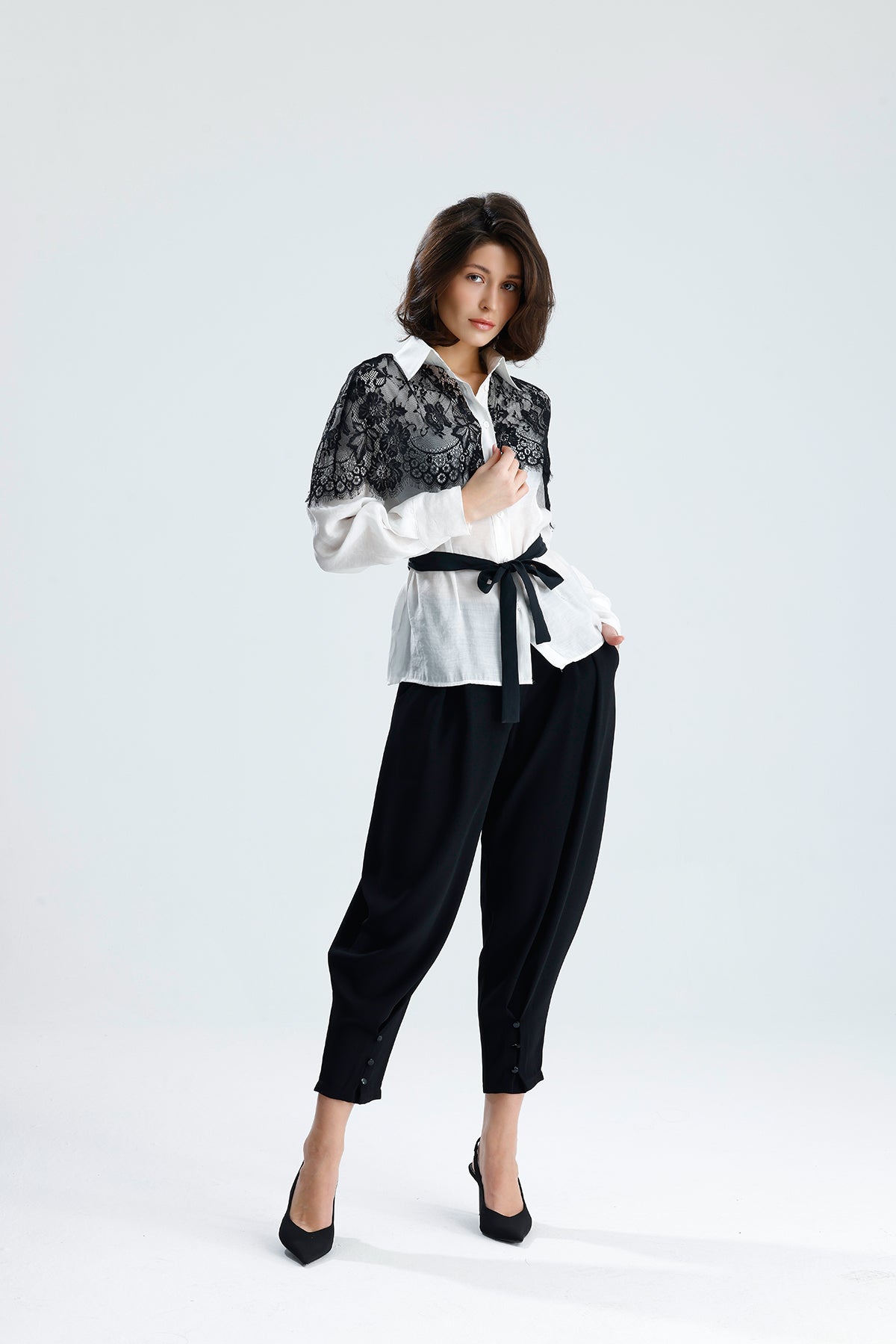 White Lace Overlay Shirt