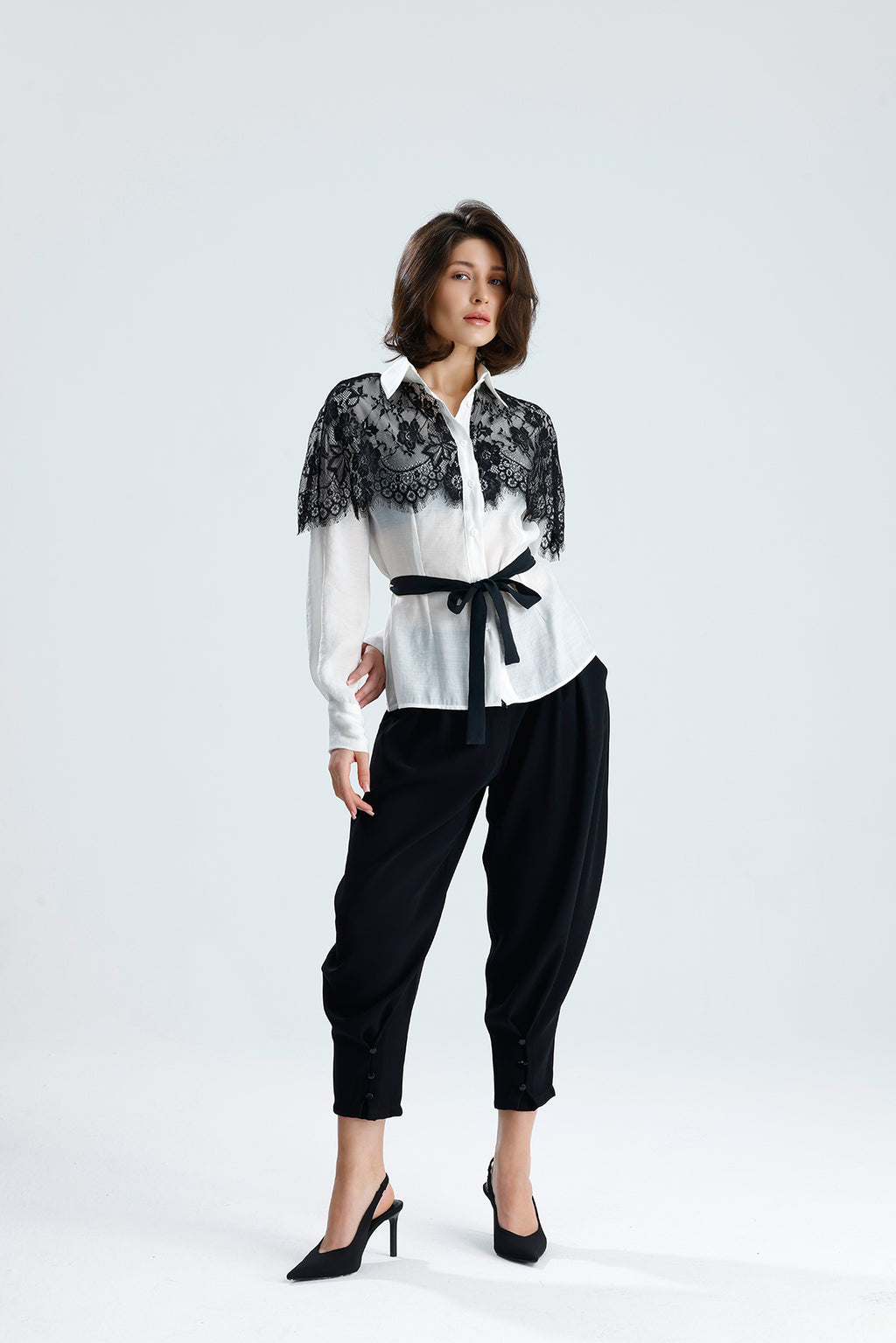 White Lace Overlay Shirt