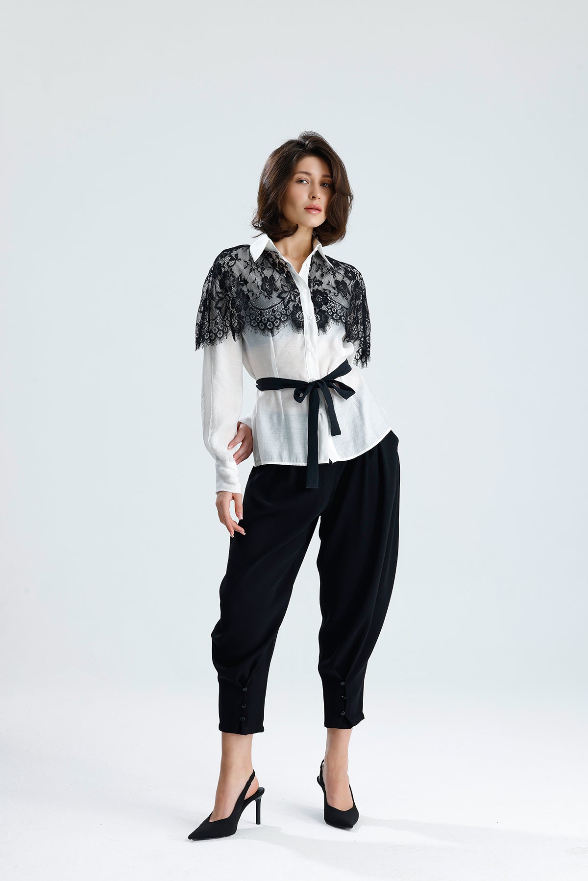 White Lace Overlay Shirt