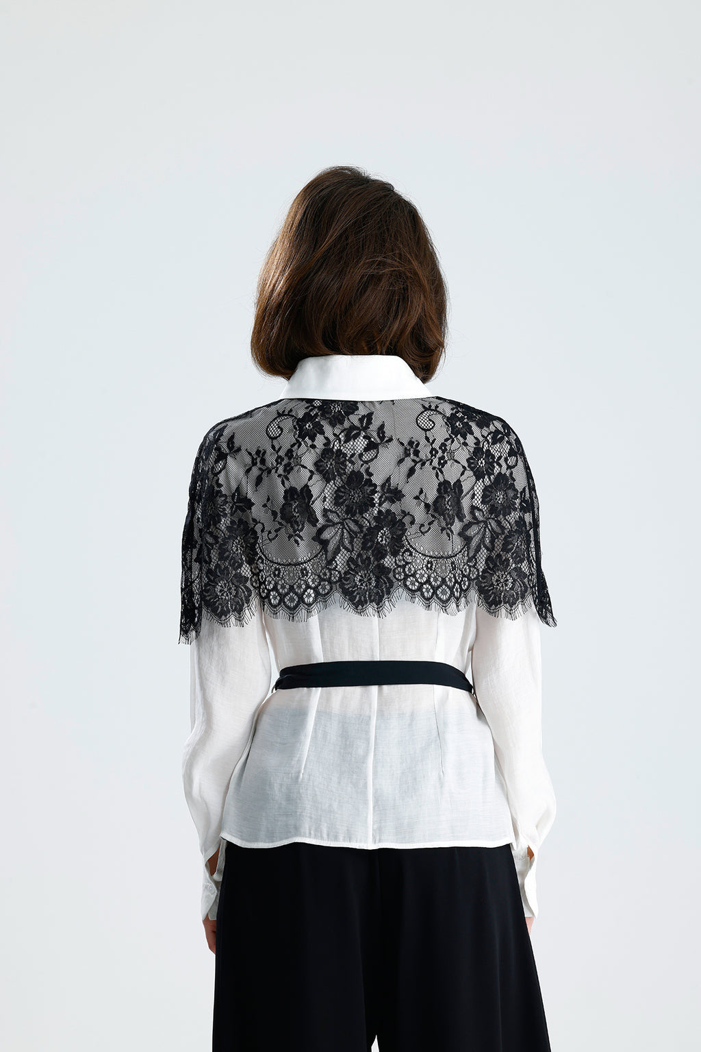 White Lace Overlay Shirt