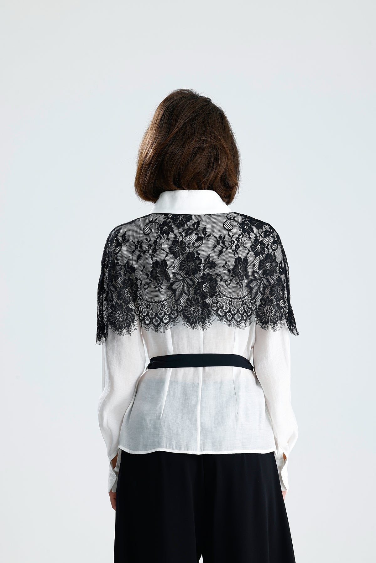 White Lace Overlay Shirt