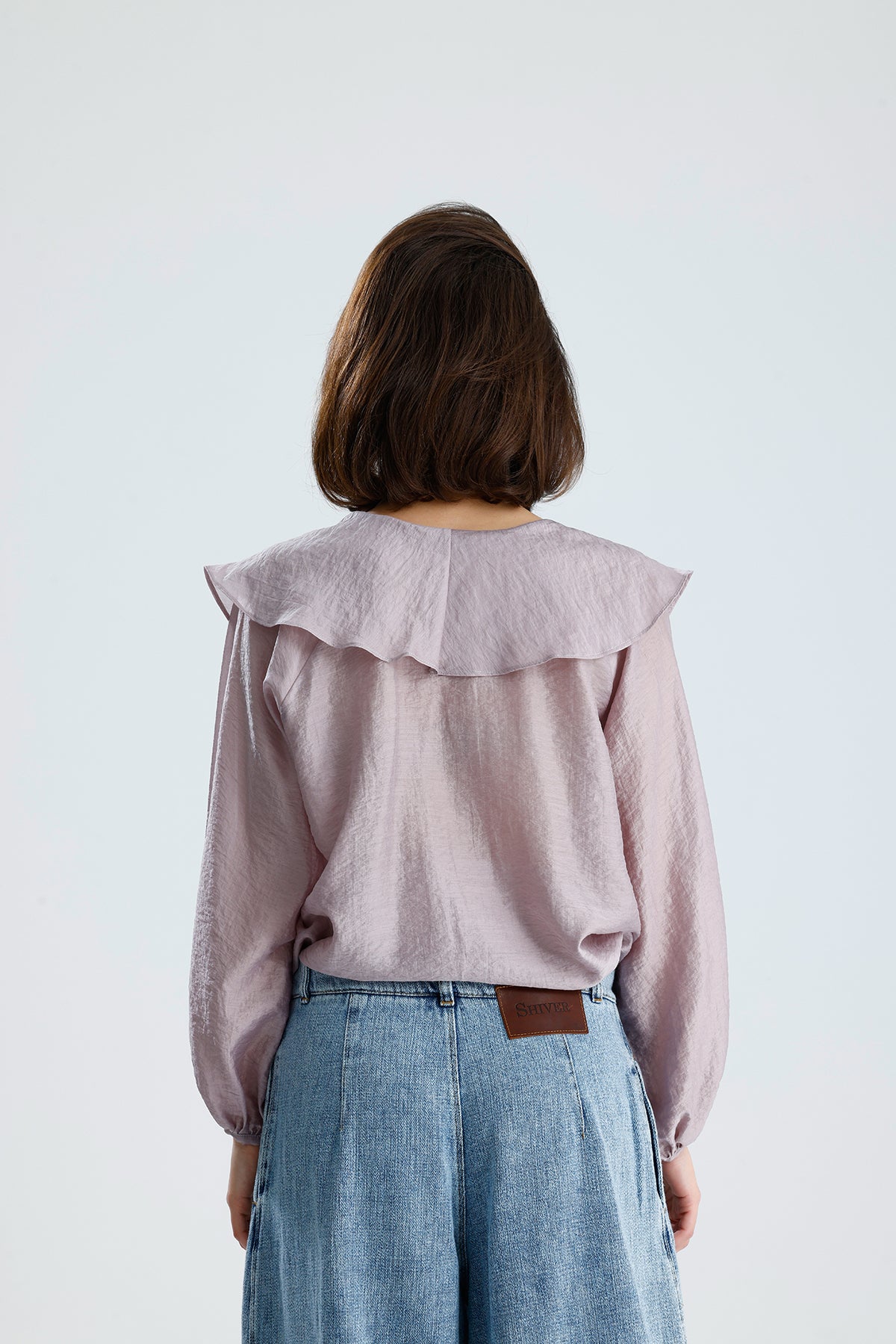 Lilac Ruffled Rose-Tie Blouse