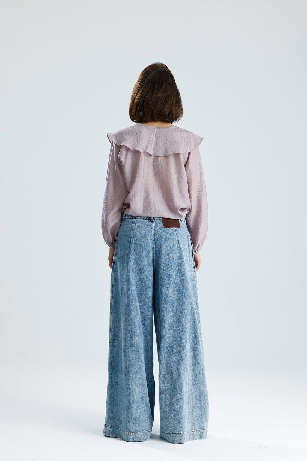 Lilac Ruffled Rose-Tie Blouse