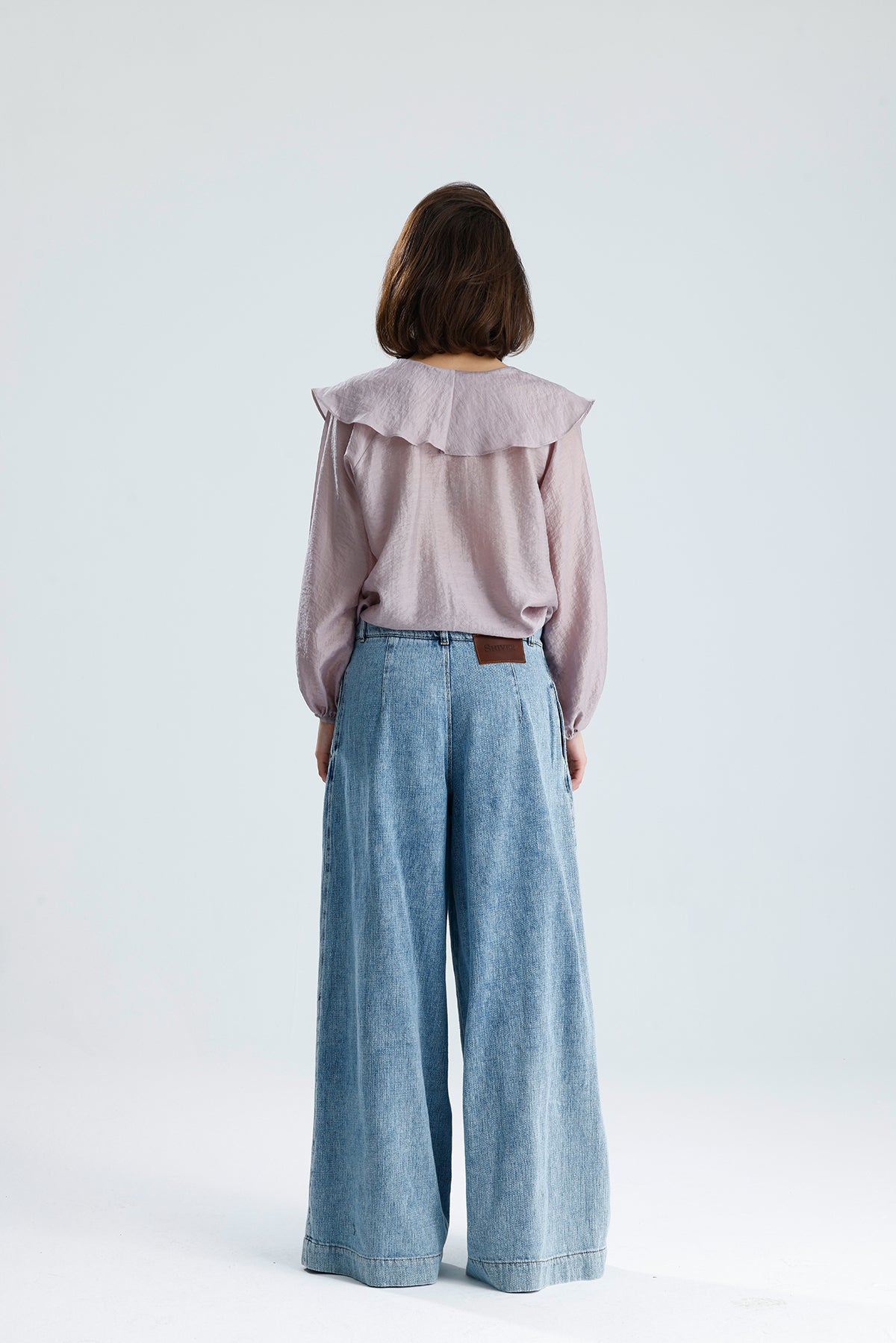Lilac Ruffled Rose-Tie Blouse