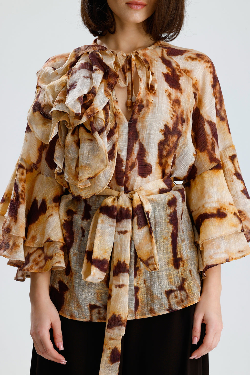 Tie-Dye Ruffle Blouse