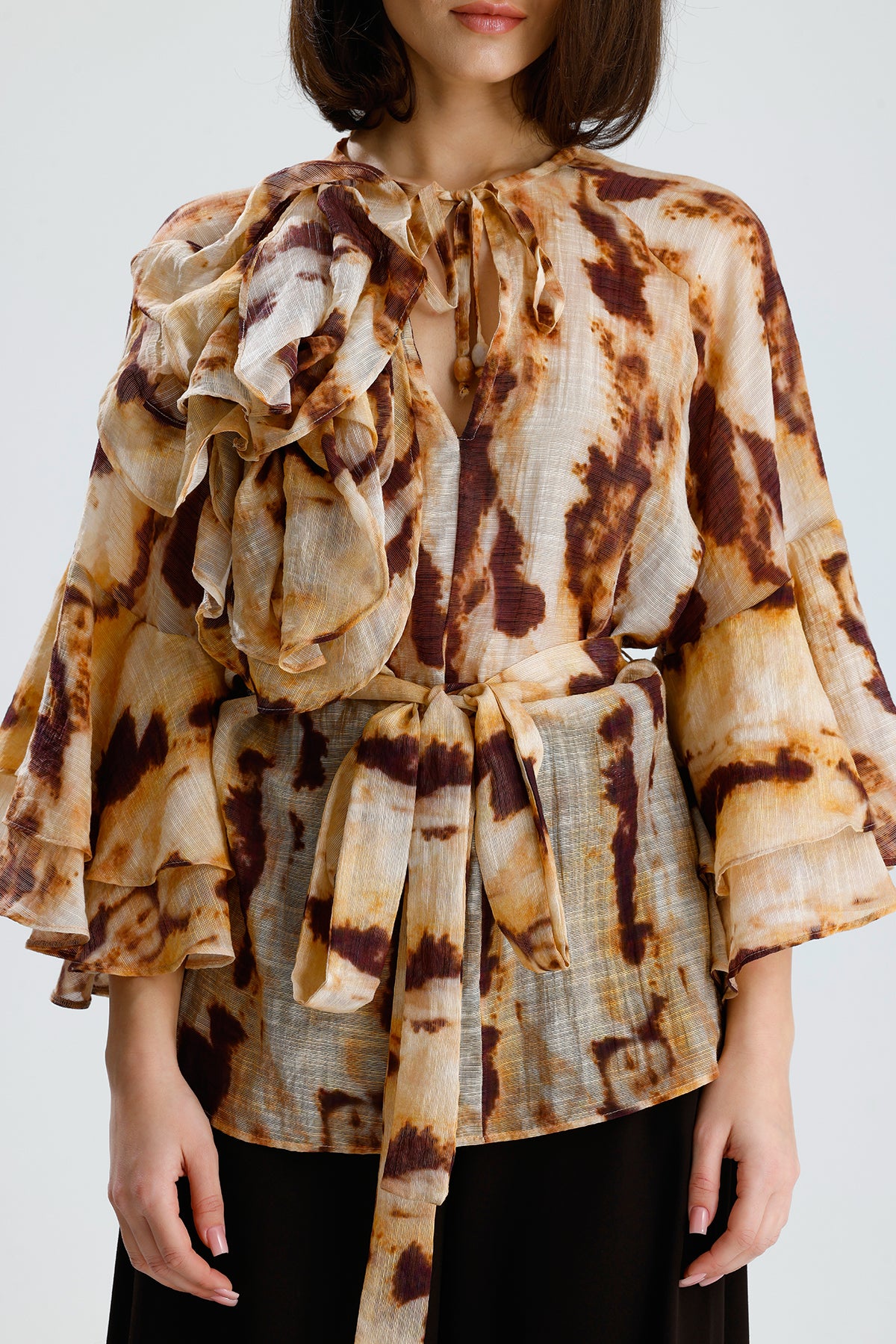 Tie-Dye Ruffle Blouse