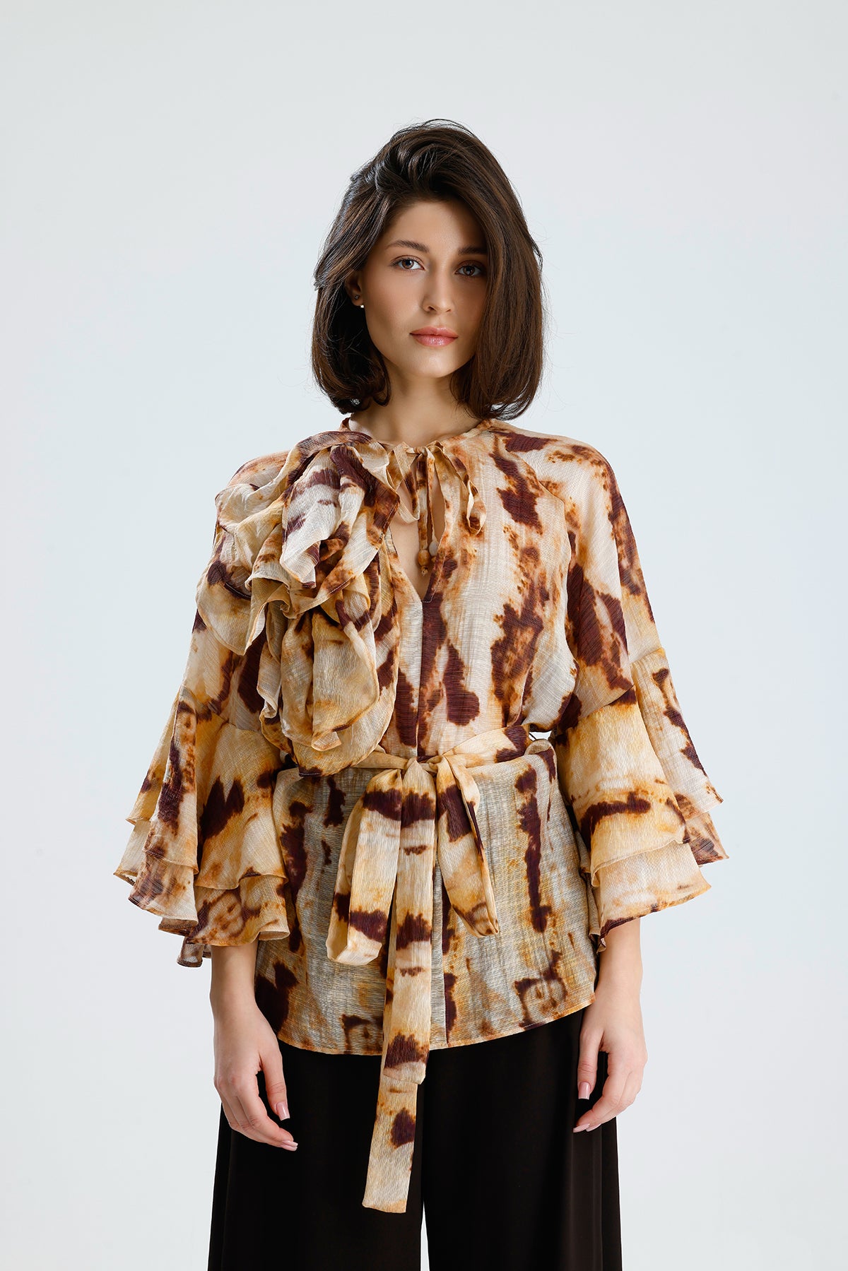 Tie-Dye Ruffle Blouse