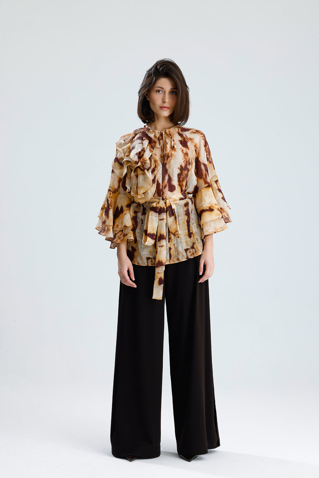 Tie-Dye Ruffle Blouse