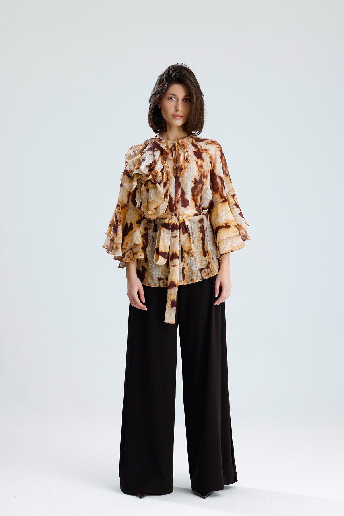 Tie-Dye Ruffle Blouse