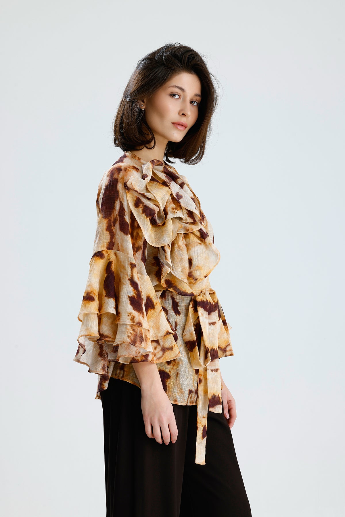 Tie-Dye Ruffle Blouse