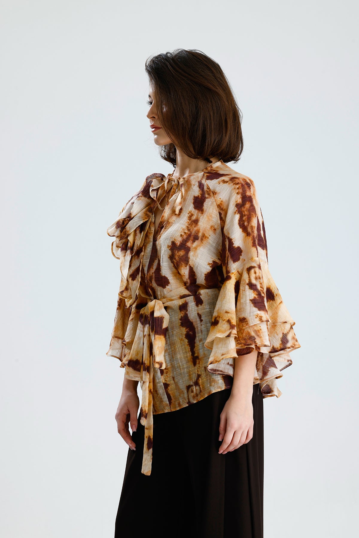 Tie-Dye Ruffle Blouse