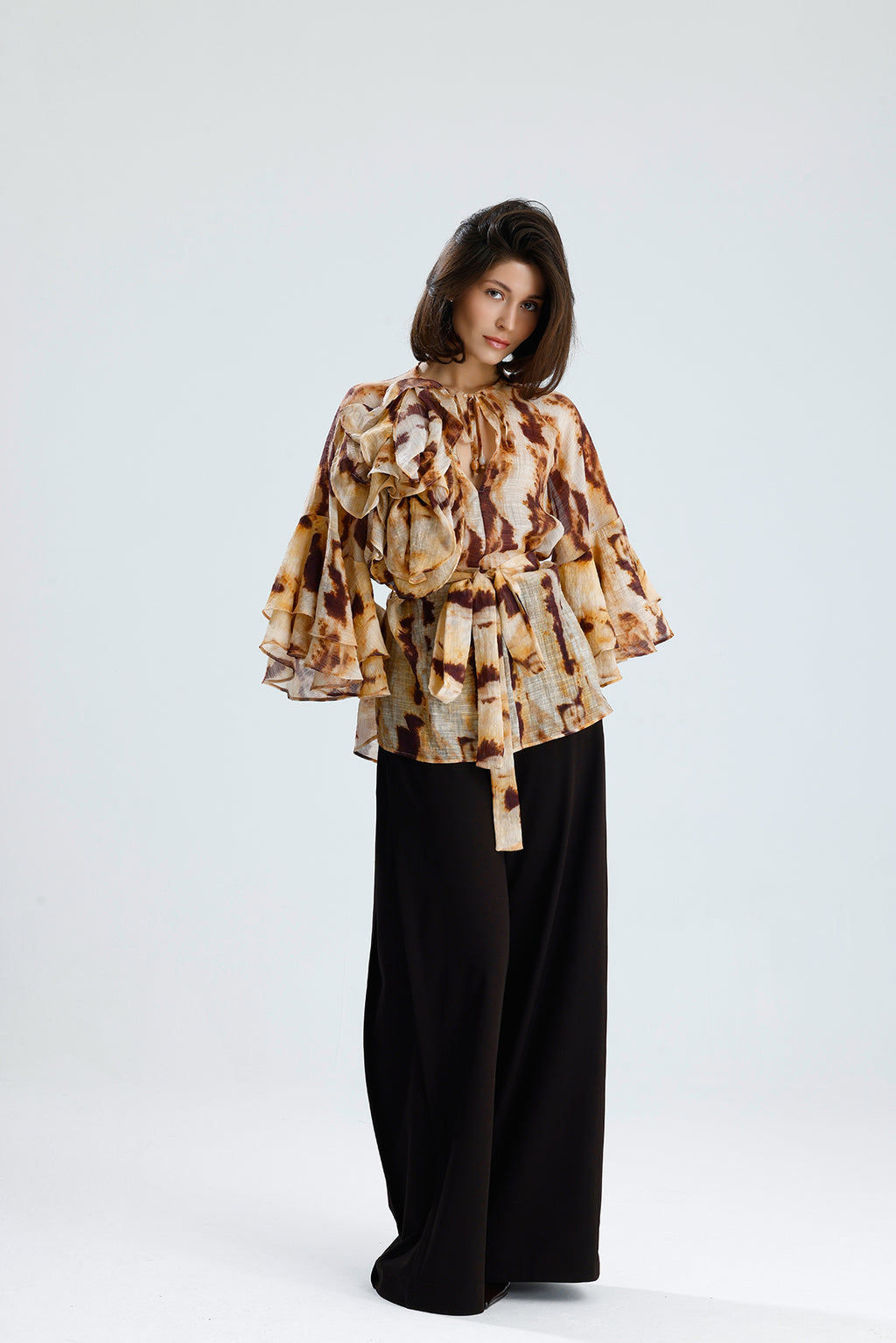 Tie-Dye Ruffle Blouse