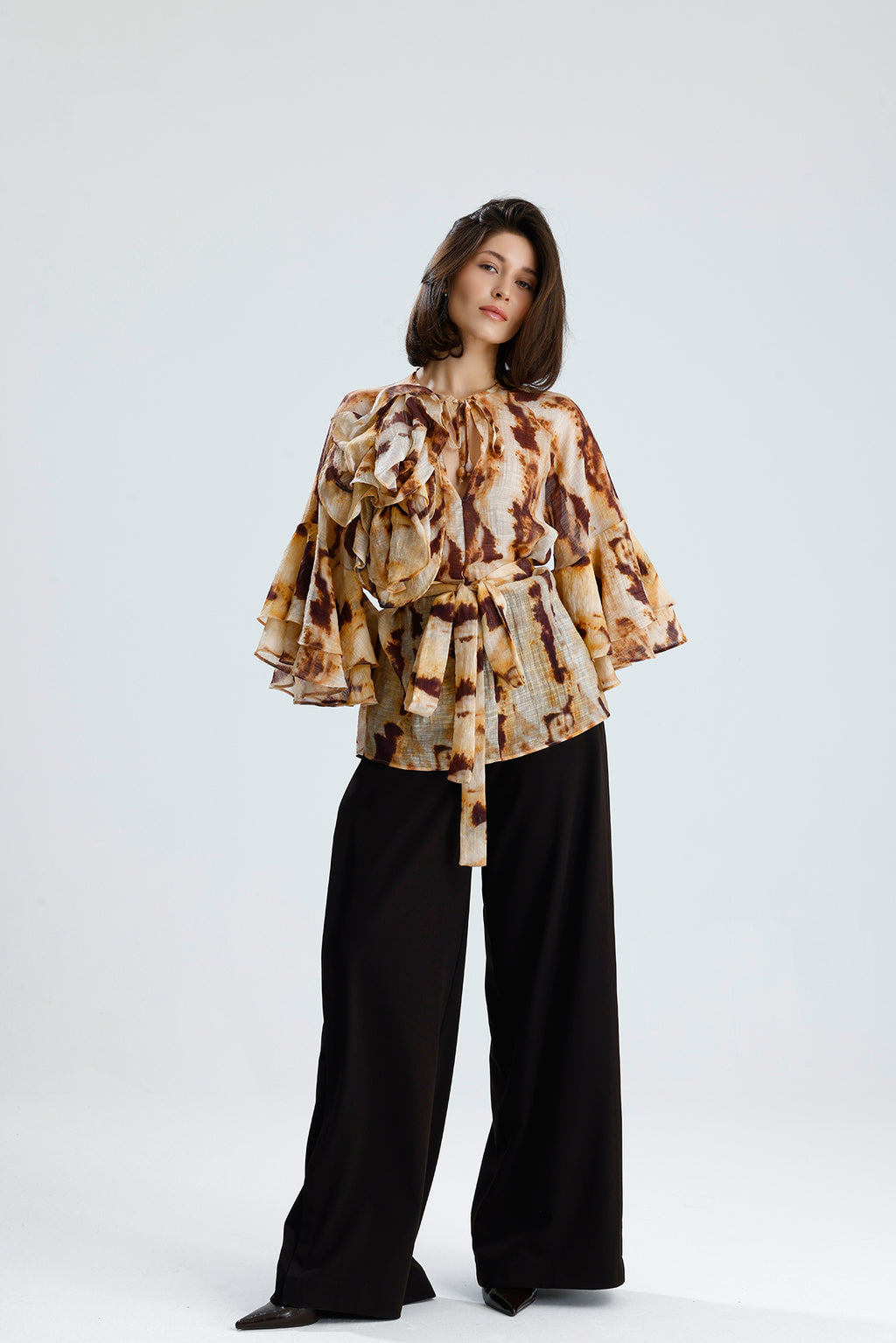 Tie-Dye Ruffle Blouse