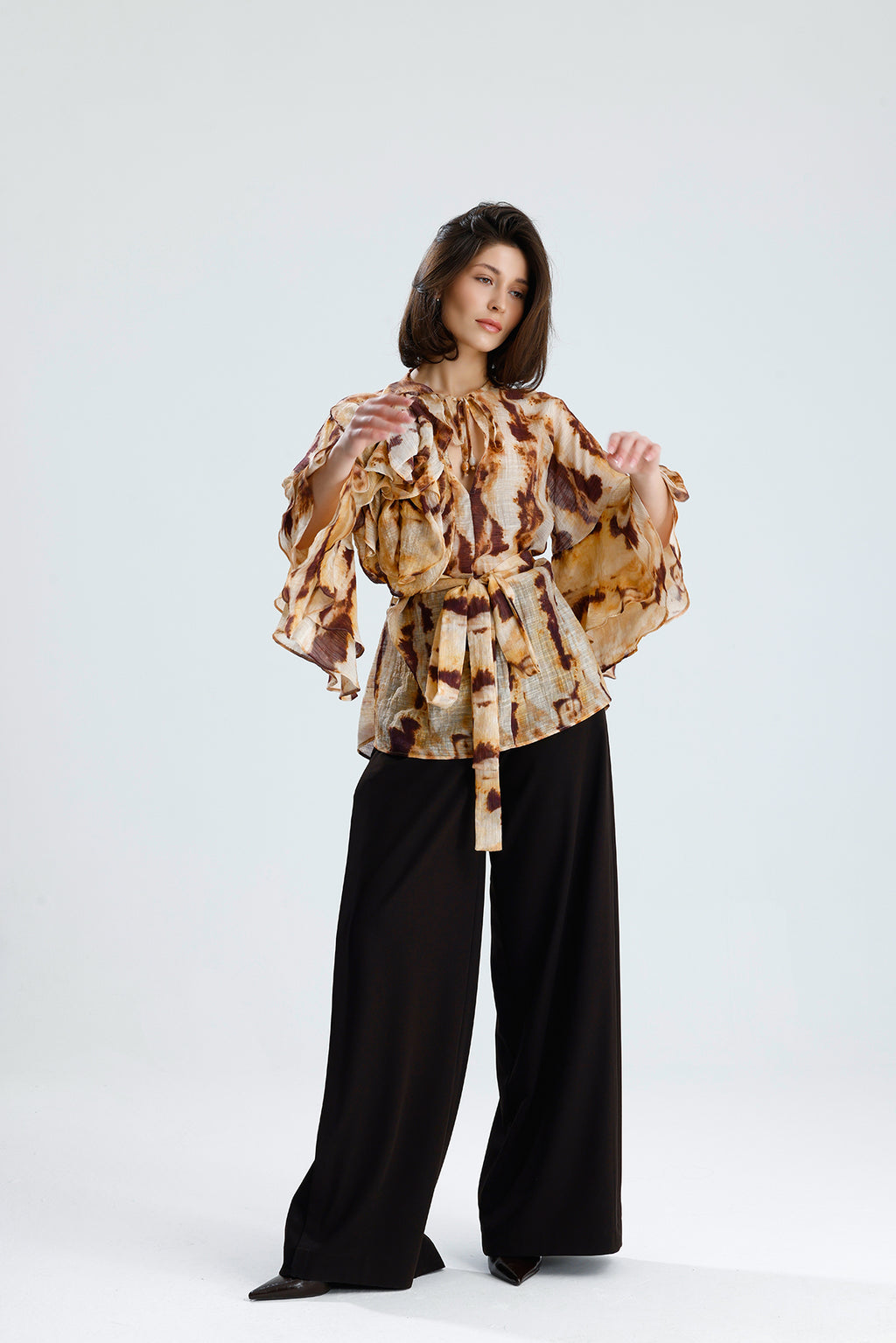 Tie-Dye Ruffle Blouse