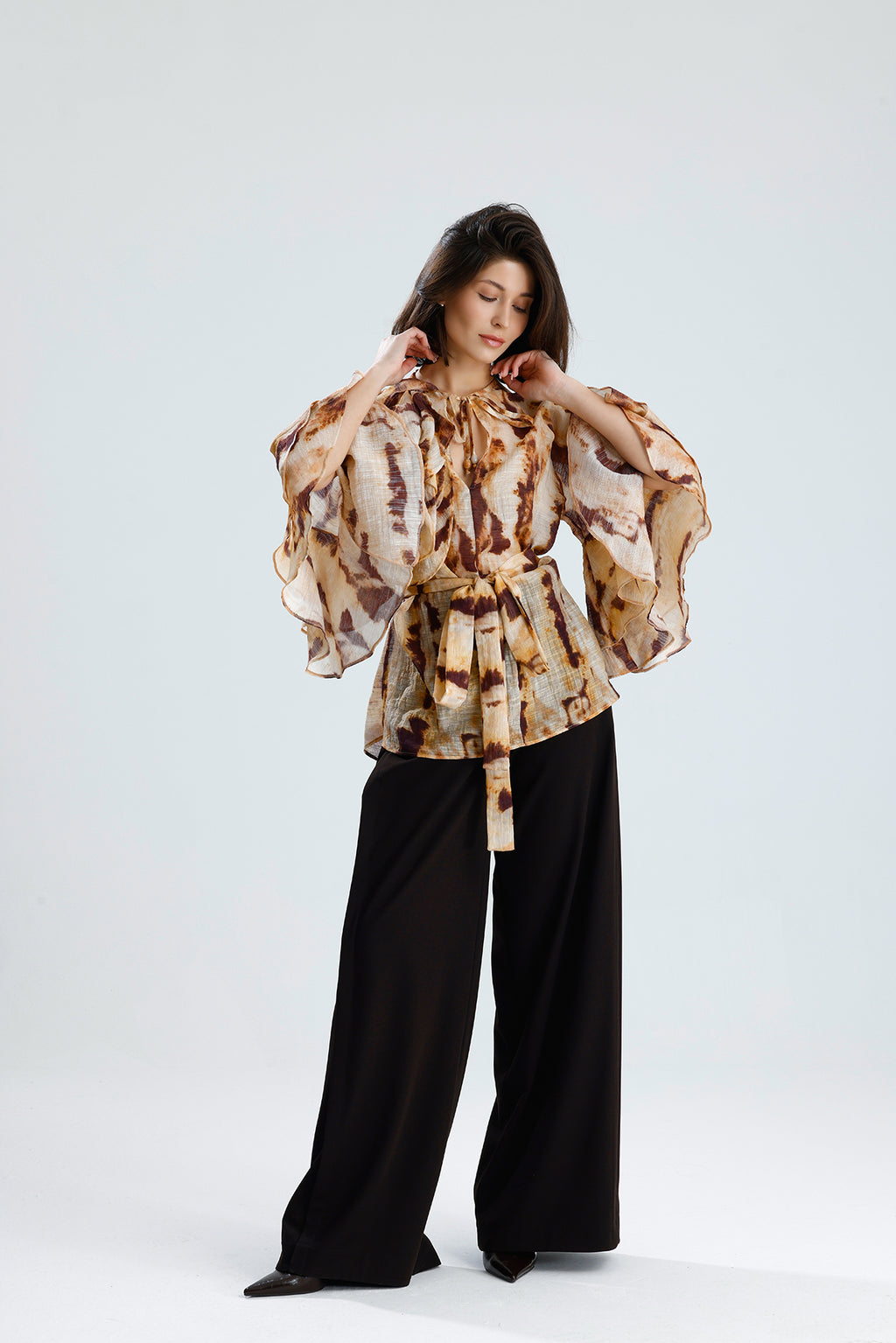 Tie-Dye Ruffle Blouse