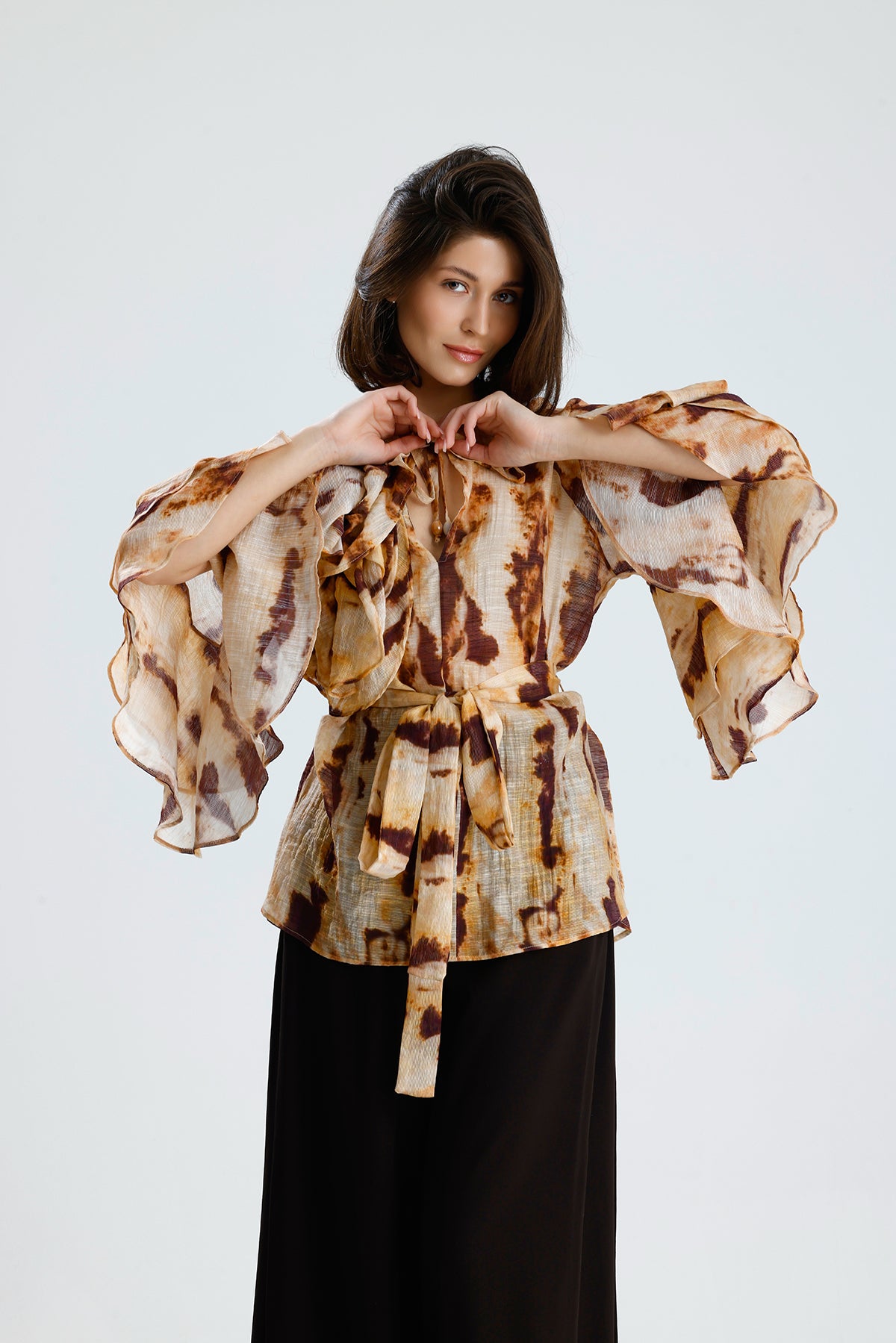 Tie-Dye Ruffle Blouse