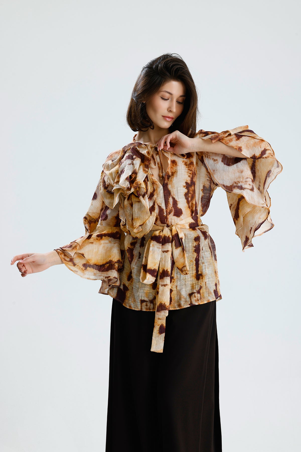 Tie-Dye Ruffle Blouse