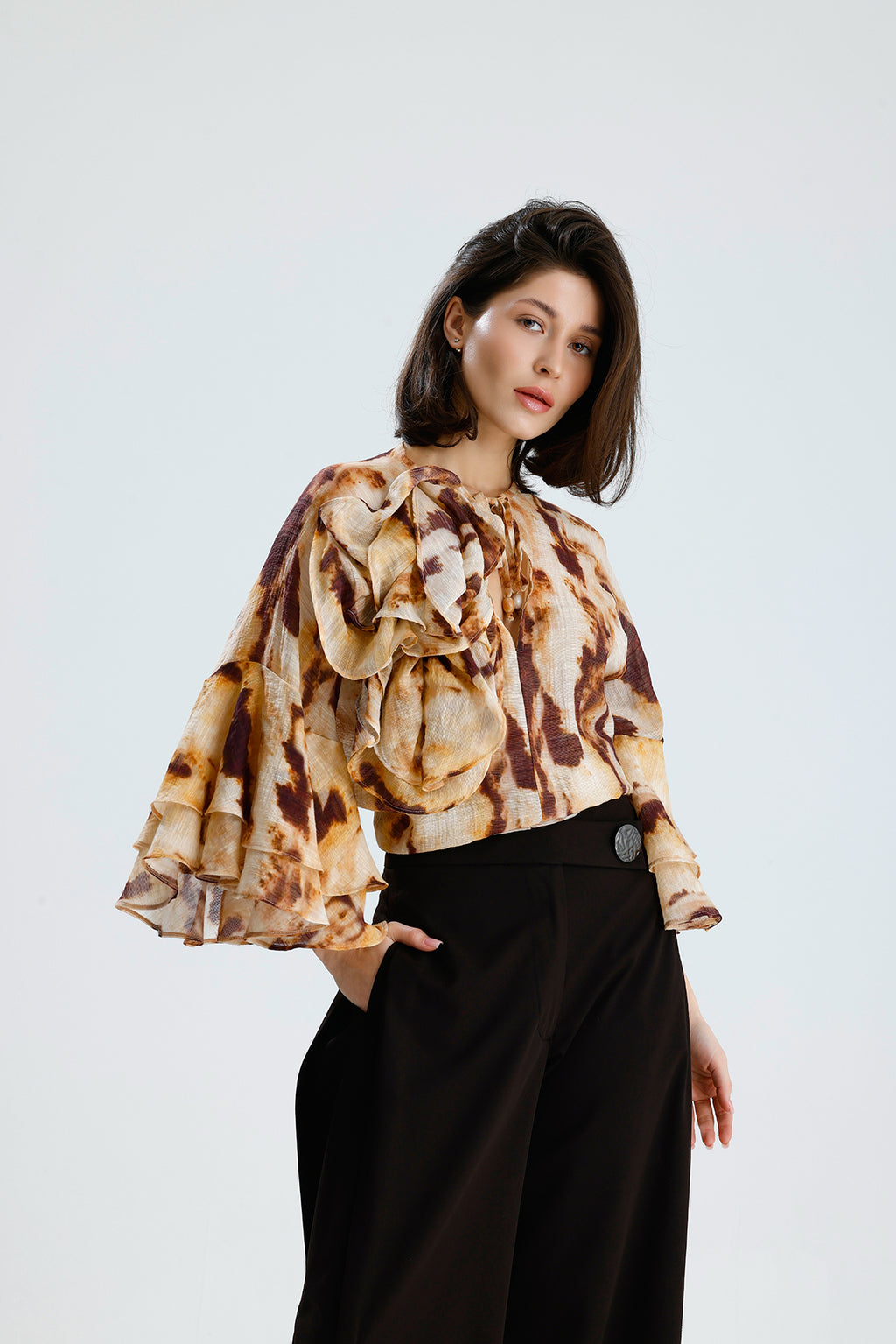 Tie-Dye Ruffle Blouse