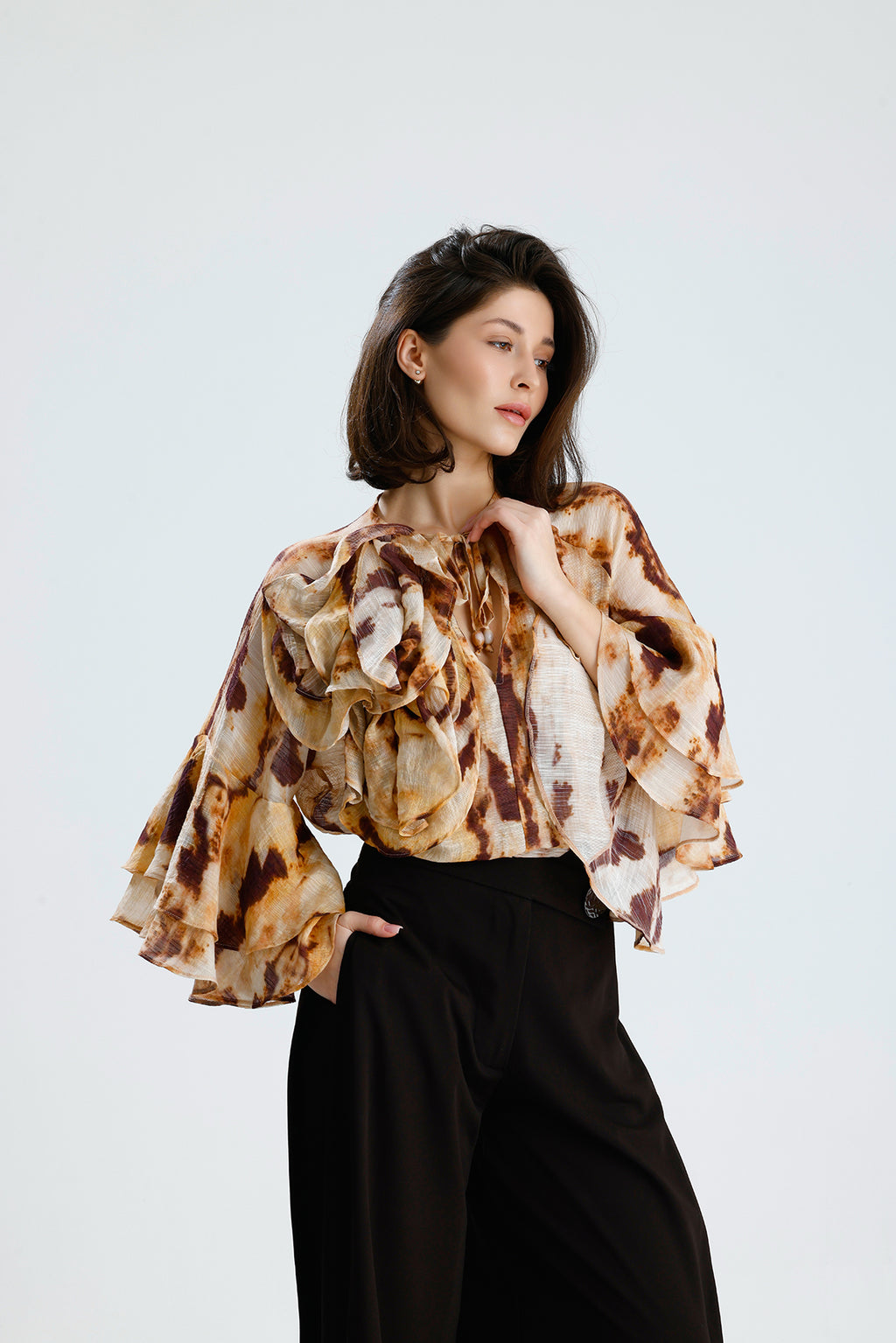 Tie-Dye Ruffle Blouse