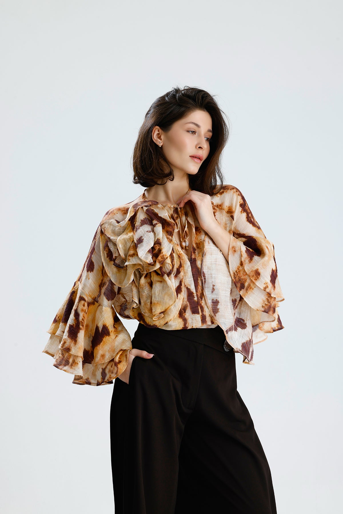 Tie-Dye Ruffle Blouse