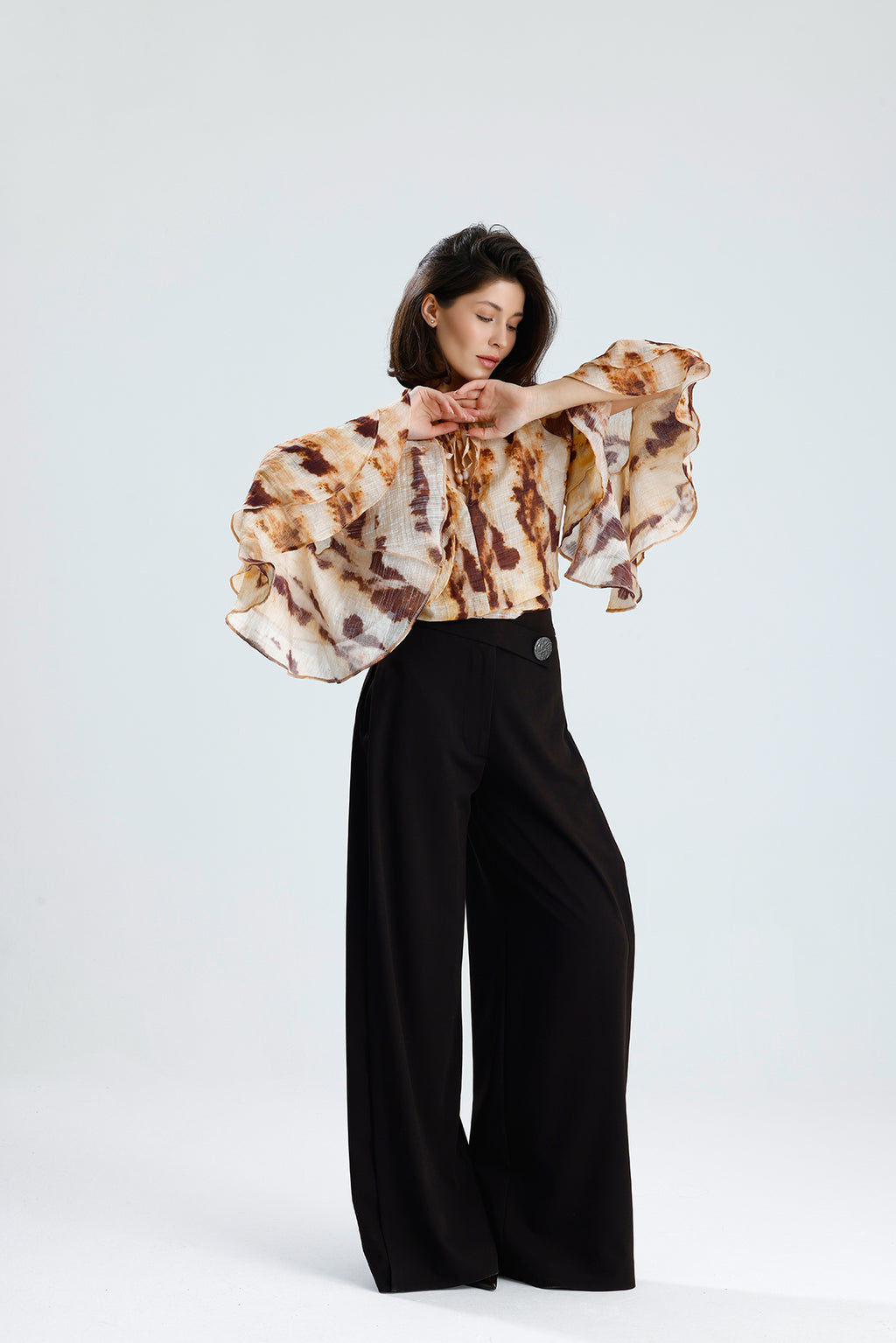 Tie-Dye Ruffle Blouse