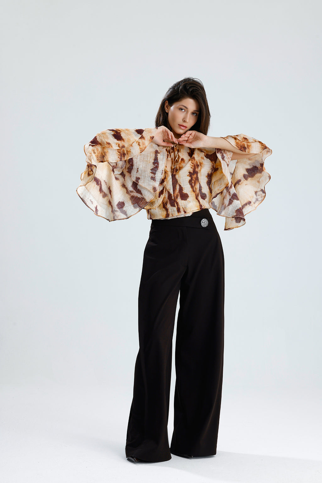 Tie-Dye Ruffle Blouse