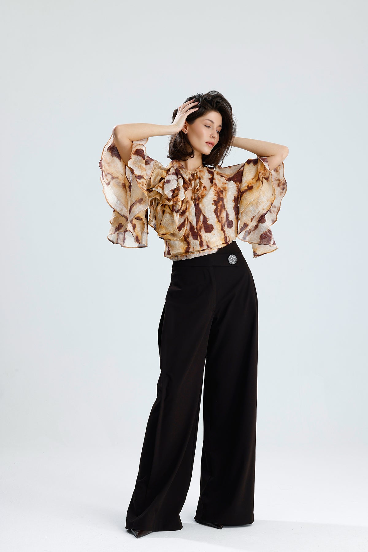 Tie-Dye Ruffle Blouse