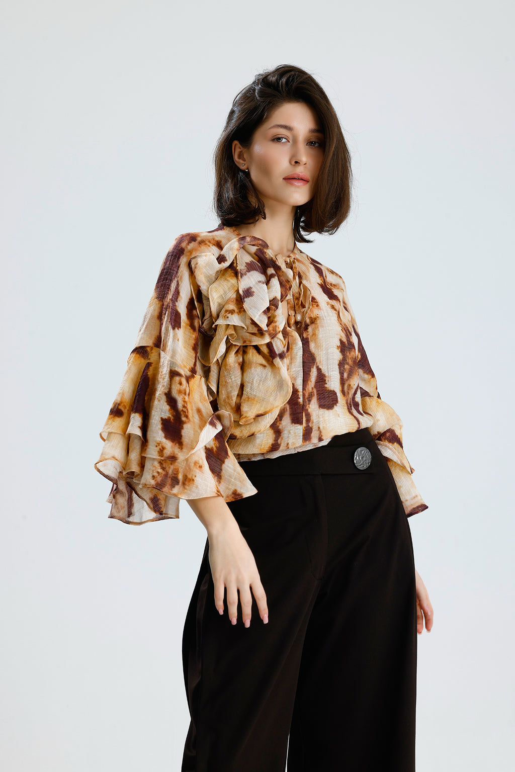Tie-Dye Ruffle Blouse