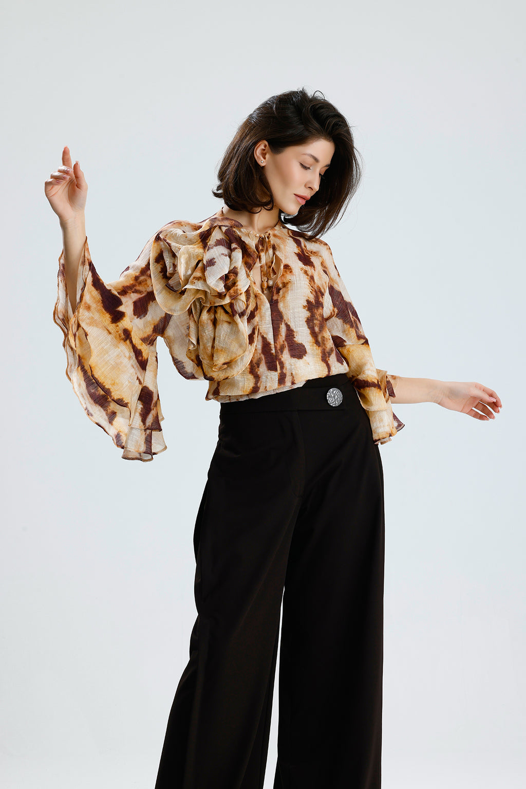Tie-Dye Ruffle Blouse