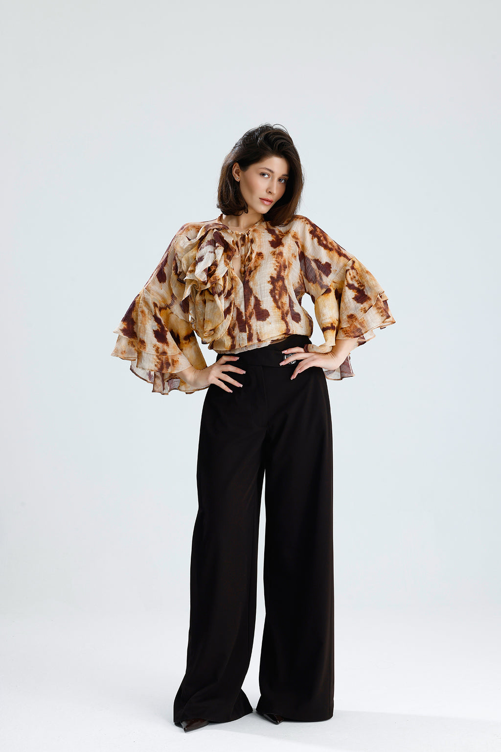 Tie-Dye Ruffle Blouse