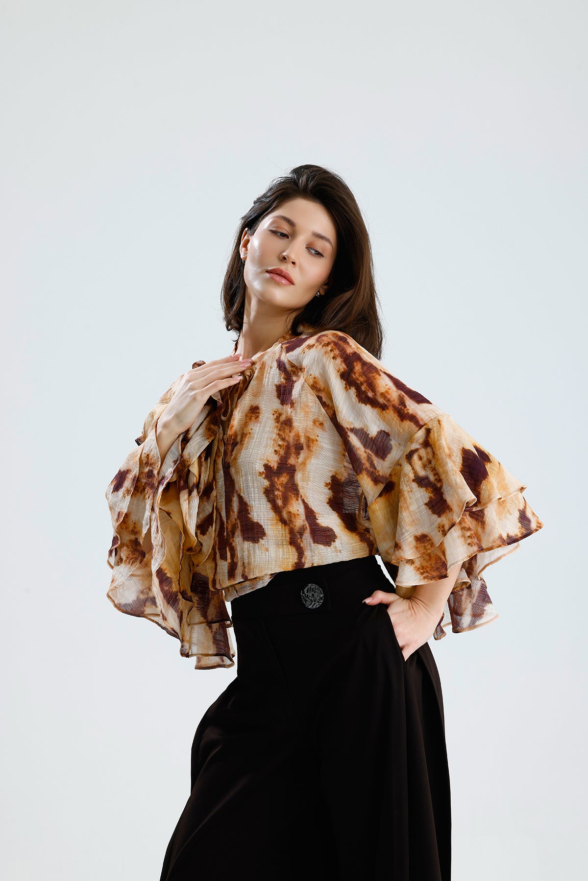 Tie-Dye Ruffle Blouse