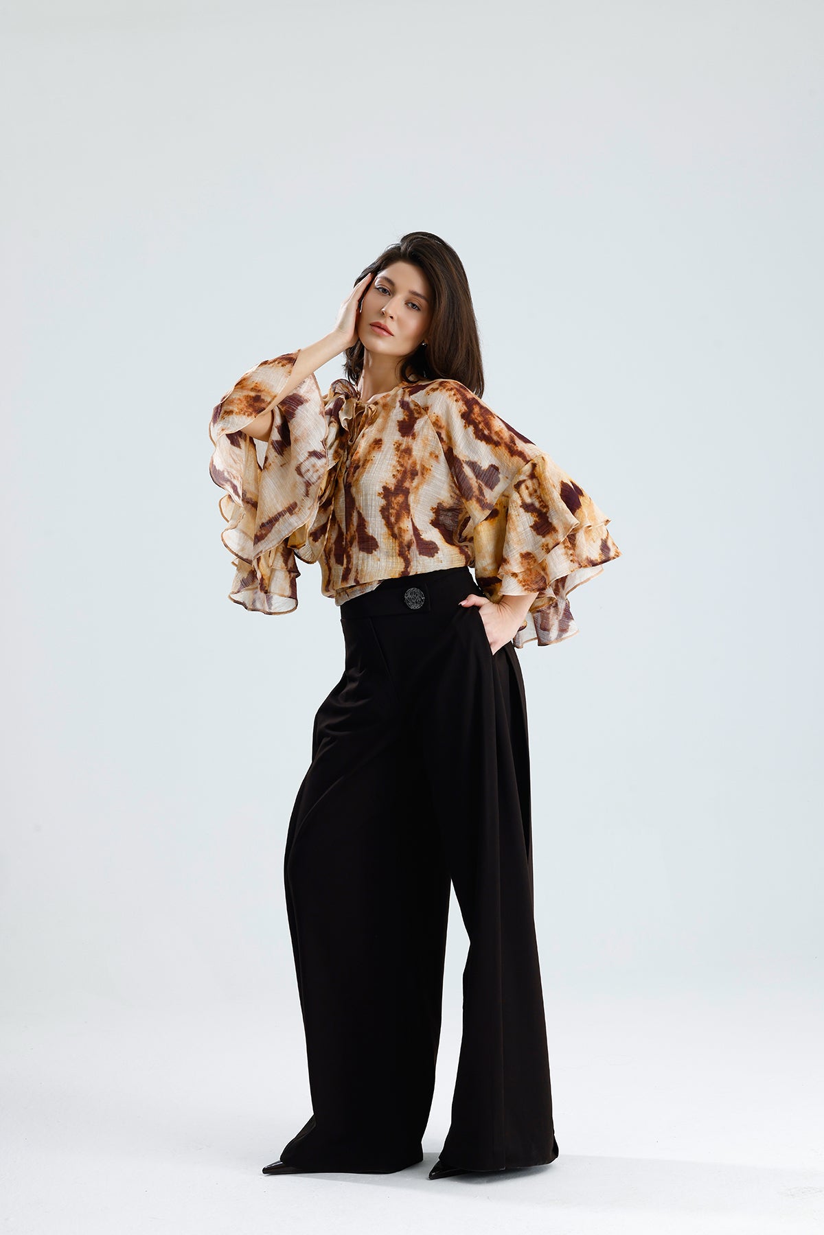 Tie-Dye Ruffle Blouse