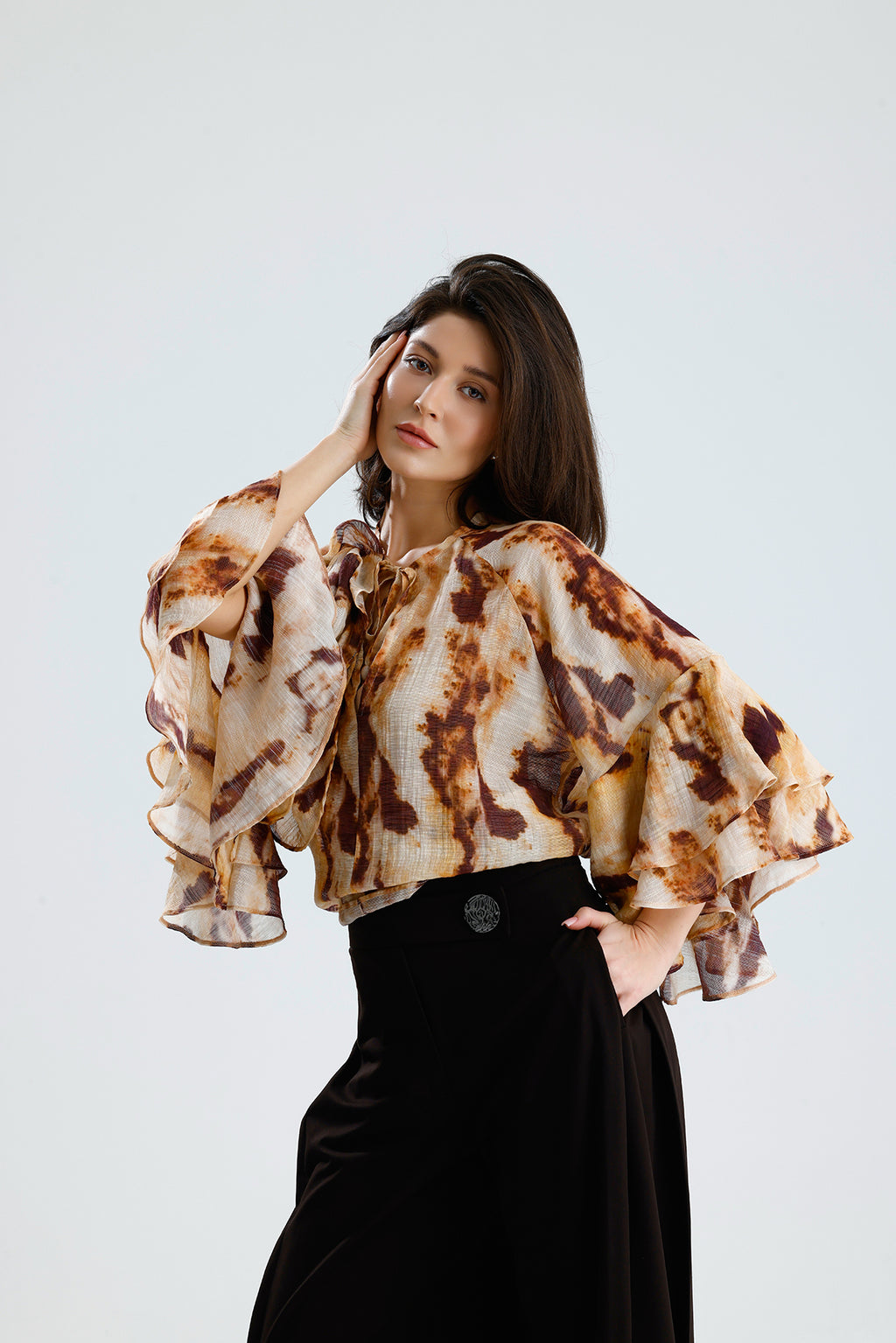 Tie-Dye Ruffle Blouse