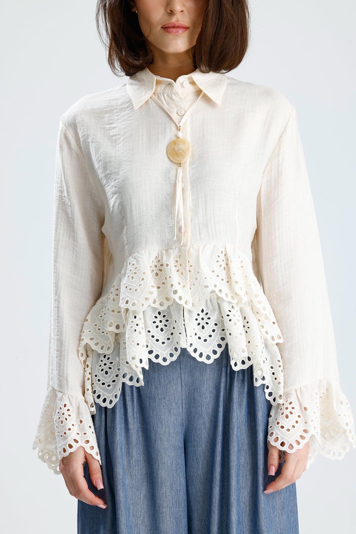 Romantic Broderie Ruffle Blouse