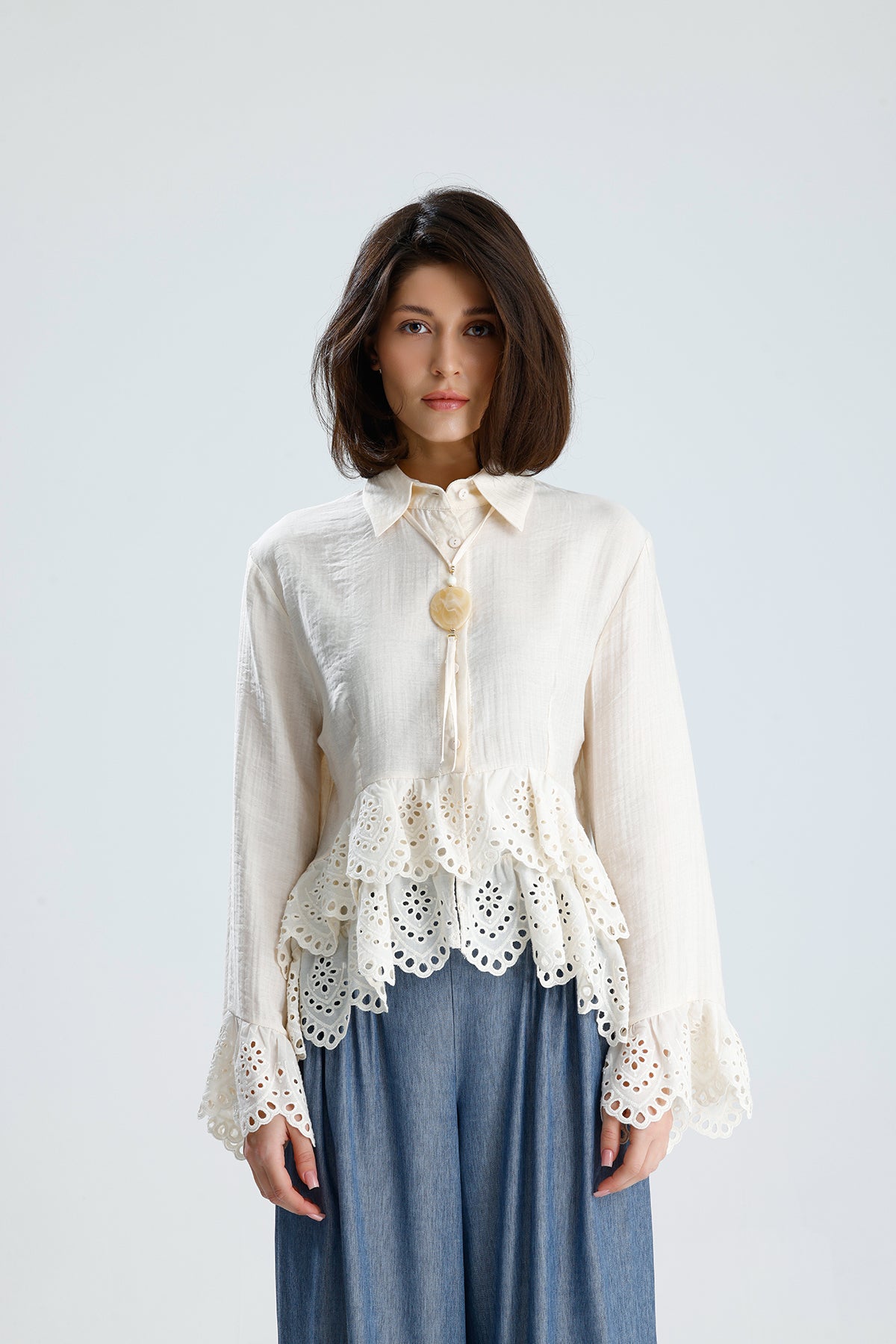 Romantic Broderie Ruffle Blouse