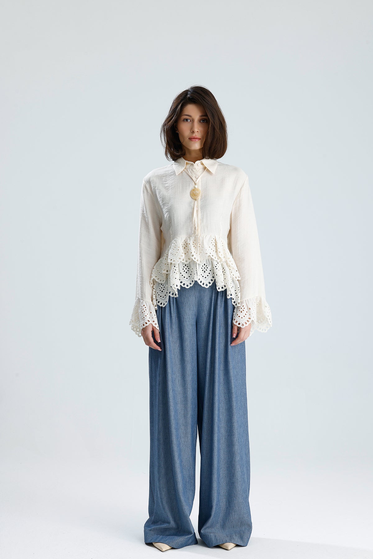 Romantic Broderie Ruffle Blouse