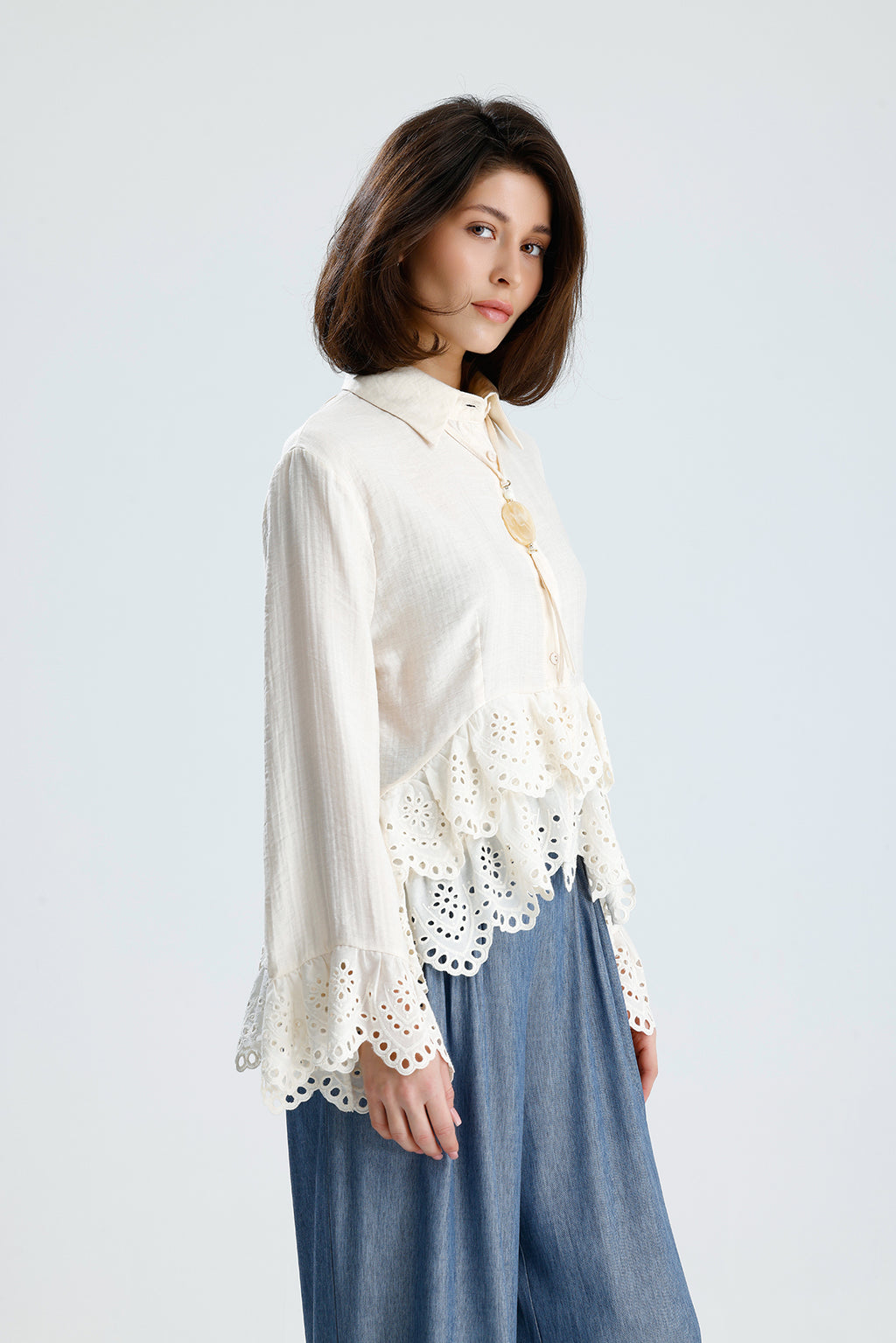 Romantic Broderie Ruffle Blouse