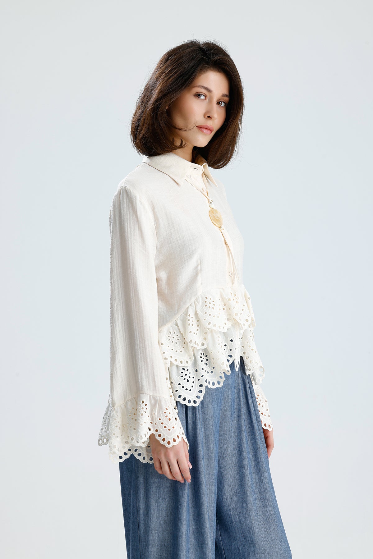 Romantic Broderie Ruffle Blouse