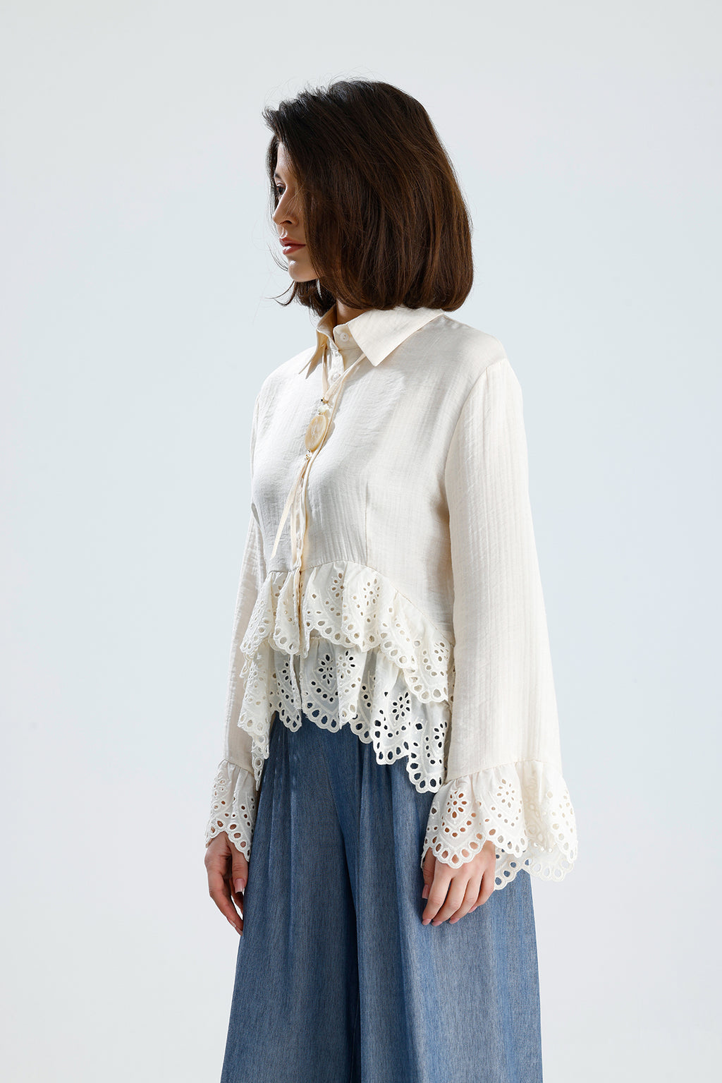Romantic Broderie Ruffle Blouse