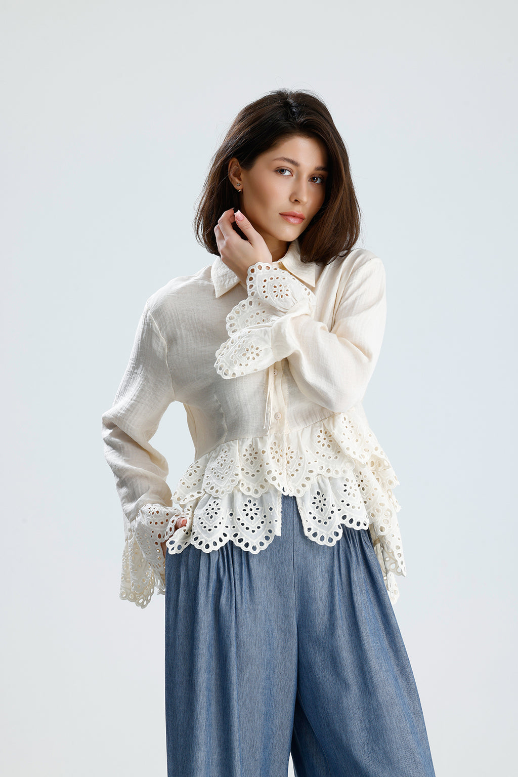 Romantic Broderie Ruffle Blouse