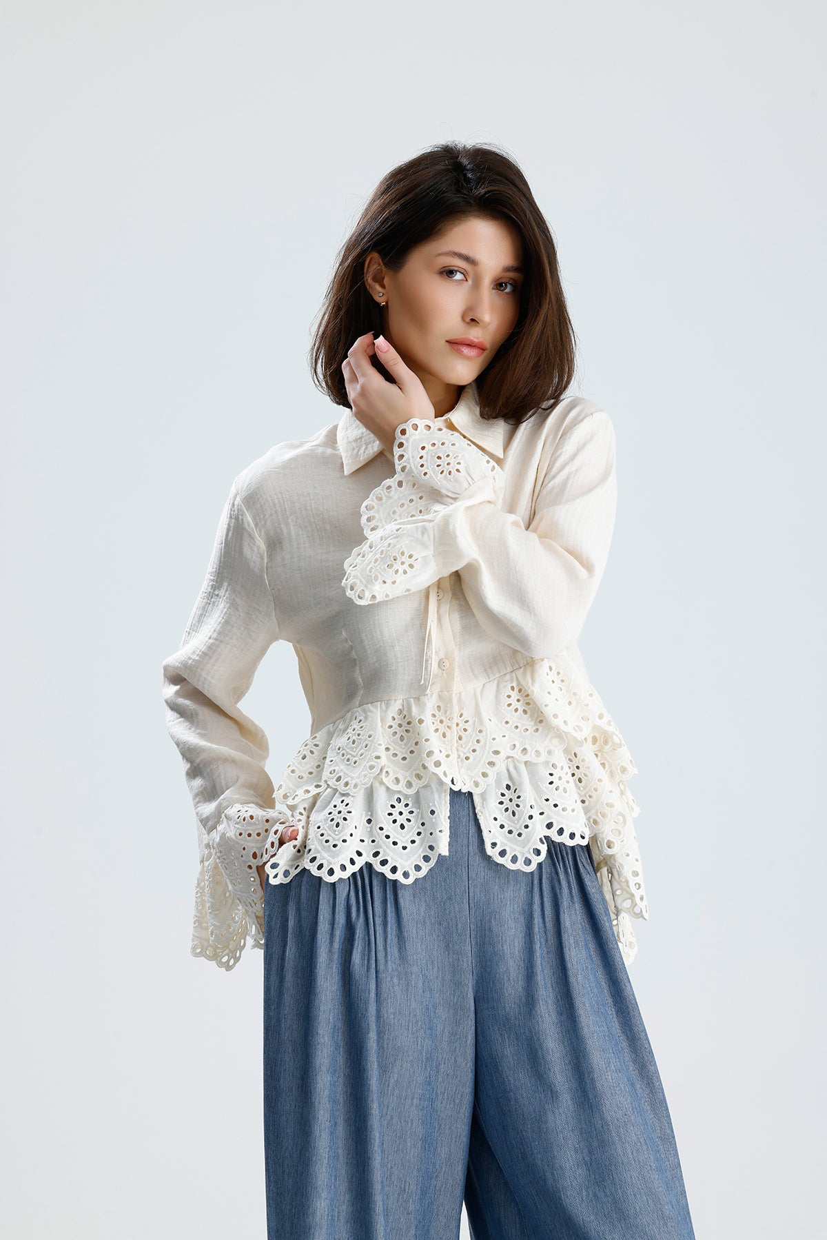 Romantic Broderie Ruffle Blouse