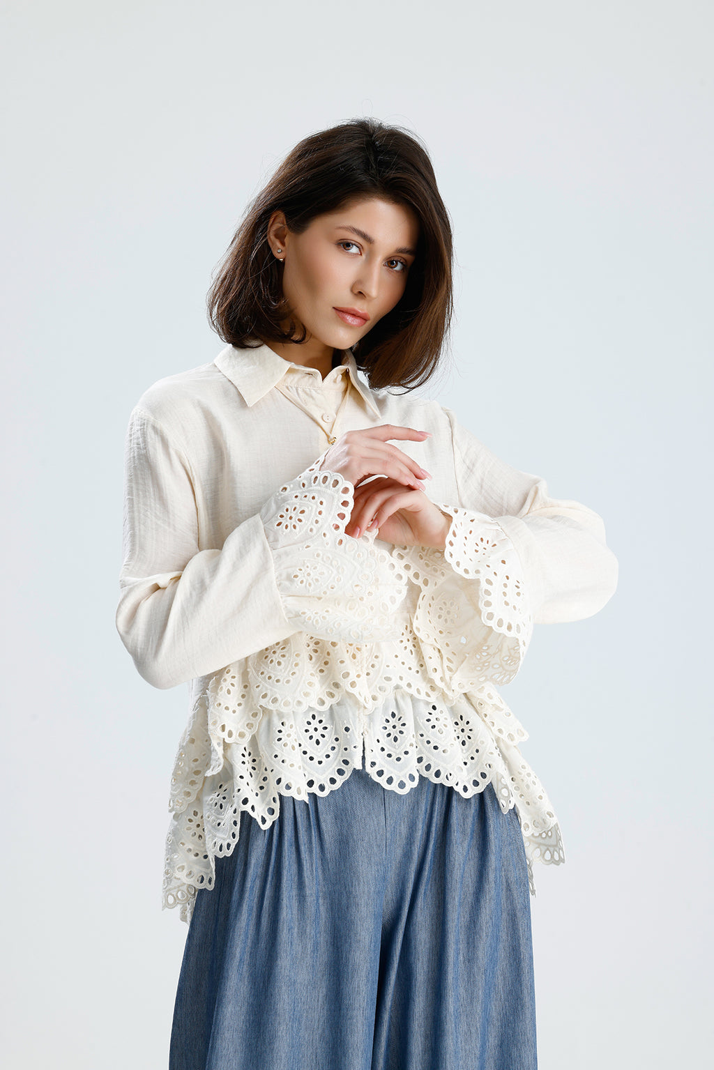 Romantic Broderie Ruffle Blouse