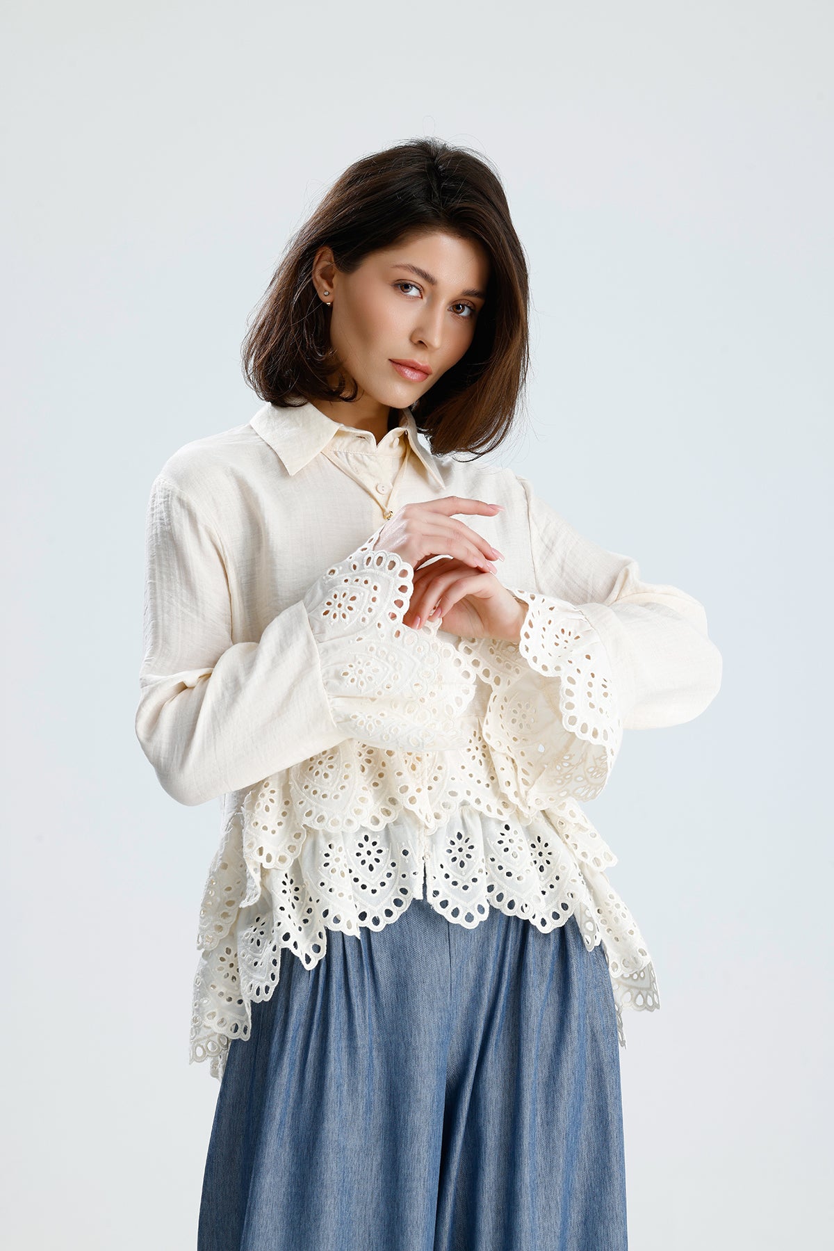 Romantic Broderie Ruffle Blouse