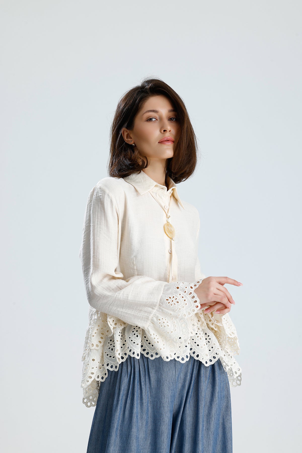 Romantic Broderie Ruffle Blouse