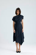 Gray Bloom Asymmetrical Midi Dress